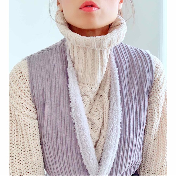 CORDUROY LONG VEST WITH SHEARLING SHERPA LINED- CORDUROY - Picture 5 of 14